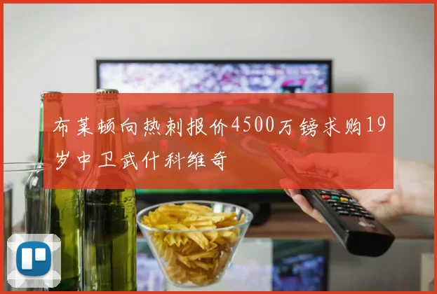 布莱顿向热刺报价4500万镑求购19岁中卫武什科维奇